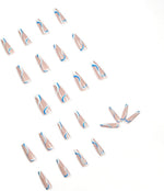 Babalal long coffin press on nails 24 pieces set