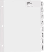 Close-up of arched tabs with large white printable labels