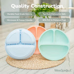 Side view of WeeSprout silicone plate showing raised edges