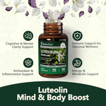 USA manufactured non GMO gluten free certification seals on HyberVive luteolin packaging