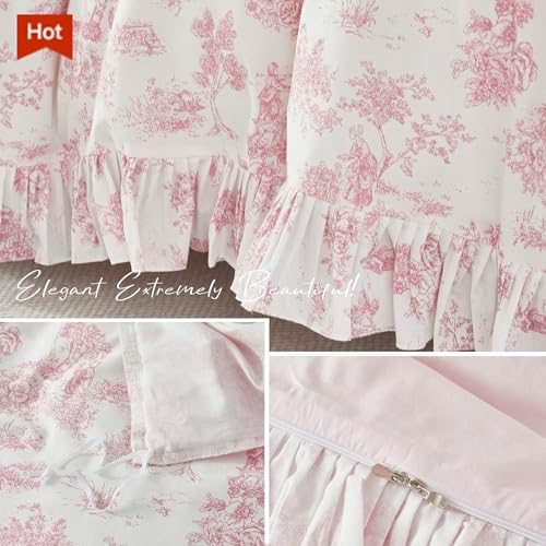 Side view of the soft cotton ruffled edge layers draping elegantly off the side of a mattress.