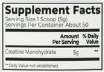 Orgain Creatine Monohydrate supplement label details
