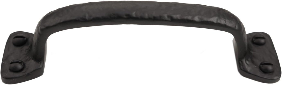 Iron Valley rustic door handle matte black finish close up