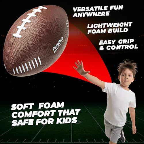 PlayBolt small youth foam football showing realistic white laces and grip texture