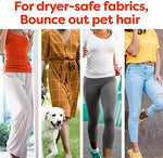 Close up of Bounce pet hair guard ingredients and usage instructions on the side panel.