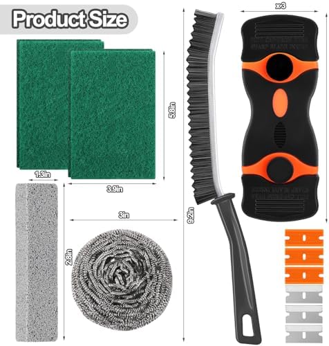 Detailed view of the ergonomic plastic and rubber handles on the XANGNIER oven cleaning tools.
