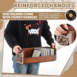CroBlissful compact media organizer holding a collection of music cases inside a cabinet