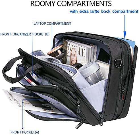 VANKEAN unisex laptop messenger bag close up highlighting the removable adjustable padded shoulder strap and reinforced top handles