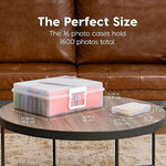 Transparent photo organizer box with handle