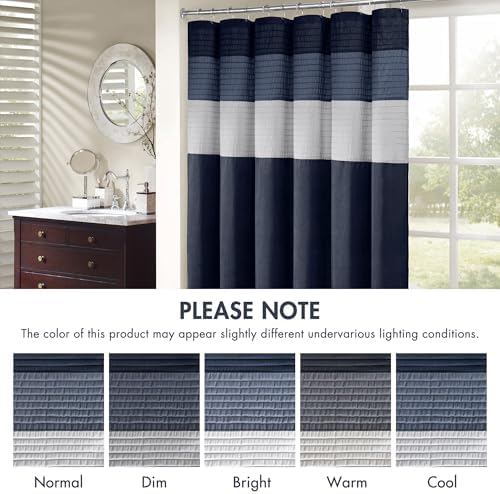 Madison Park Amherst striped transitional shower curtain styling idea