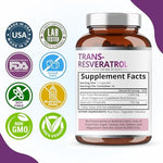 Purity Labs Trans Resveratrol and Quercetin health benefits label