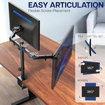 VIVO Dual Monitor Desk Mount, Holds 2 Computer Screens up to 30 inches and 22lbs Each, Heavy Duty Fully Adjustable Steel Stand with C-Clamp and Grommet, Black, STAND-V002 - Image 4