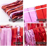 Close up view of the shiny metallic foil material on the LOLStar fringe curtain streamers