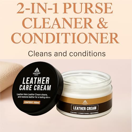Leather Hero leather conditioning cream applied onto a luxury designer handbag surface