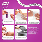 Individually wrapped medical adhesive remover packets for ostomy and bandage residue