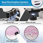 Microscope for Adults Kids, 40X-2000X Compound Biological Monocular Microscope Kit for Kids Students Beginners Lab Home School Education - w/Slides Set, Phone Adapter, Power Adapter (White, Metal) - Image 5