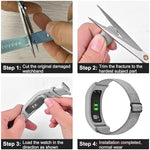Adjustable stretchy loop fitness tracker band with protective TPU frame showing flexible texture close up.