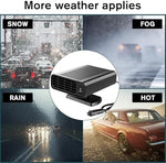 Newception portable car defogger plugged into standard cigarette lighter socket