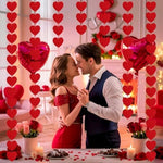 Pack of ninety six red hearts felt strings showcasing the pre strung hassle free setup for anniversary parties