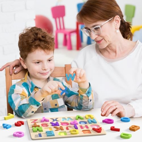 Complete packaging view of the imported Zeoddler wooden alphabet puzzle for preschool kids
