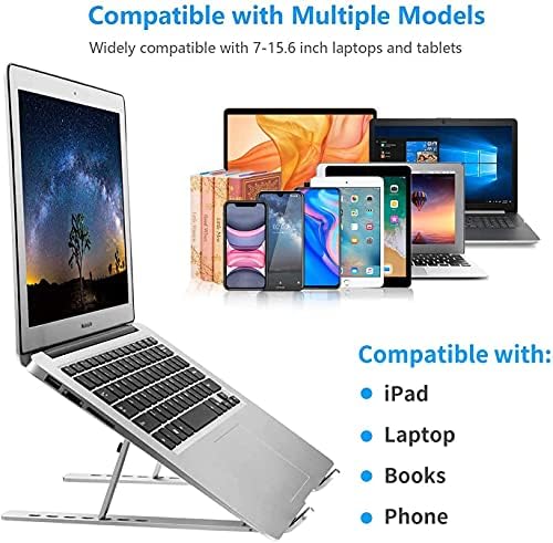 Leeboom lightweight premium metal desk stand supporting a fifteen point six inch laptop