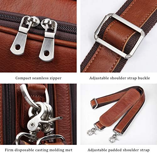Man carrying Augus genuine leather briefcase with shoulder strap