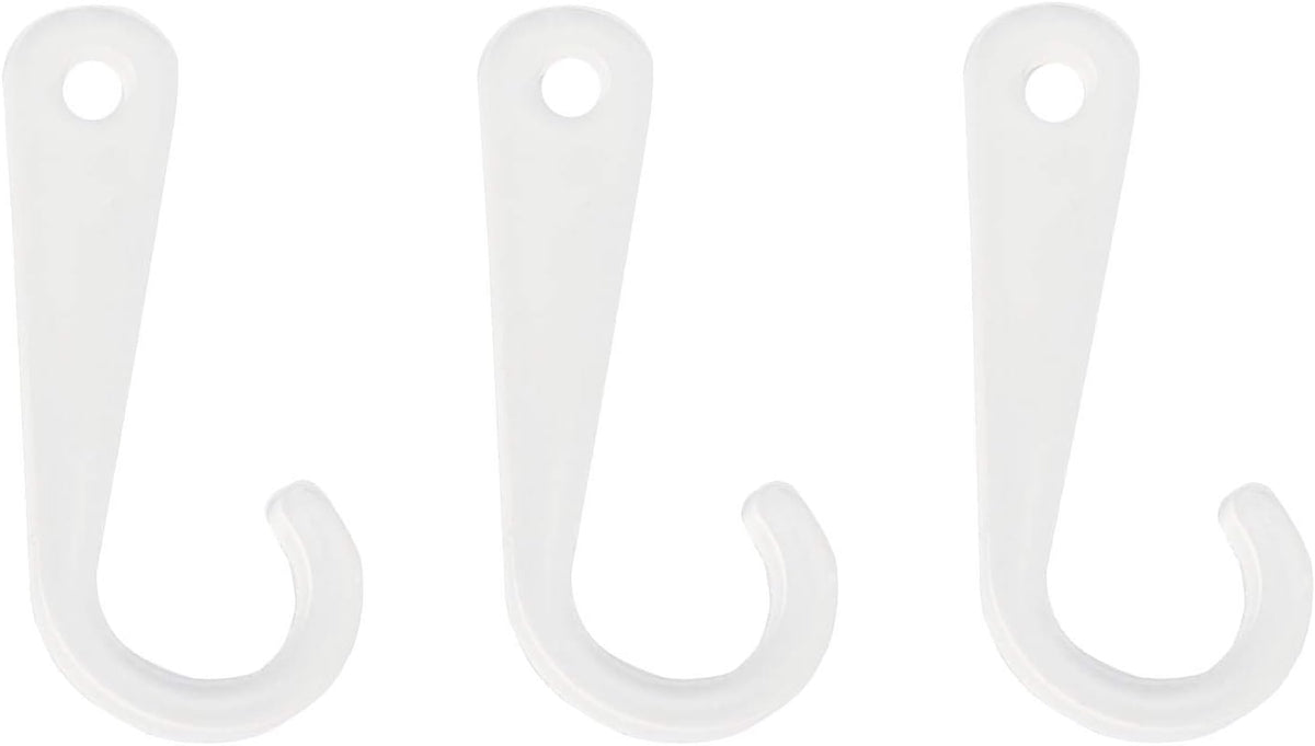 NX Garden sock display hooks front view showcasing the 500 pieces white plastic J-hooks.