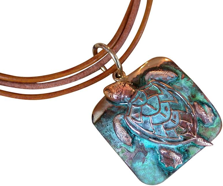 Elaine Coyne solid brass sea turtle pendant front view