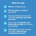 Optrex Eye Wash solution bottle with included application cup for sensitive eyes