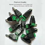 Ten pairs of male and female 12V DC power jack plug adapters arranged together