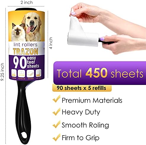 Trazon 5 refill rolls and 2 white ergonomic handles for clothes cleaning.