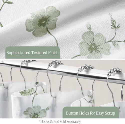 Luxury spa style sage green floral drapes for modern home bathroom