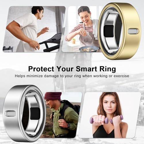Side profile view comparing a bare smart ring to one equipped with an ultra thin protective skin.