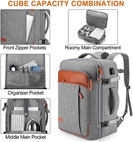 Lumesner flight approved travel daypack showing the anti theft back pocket