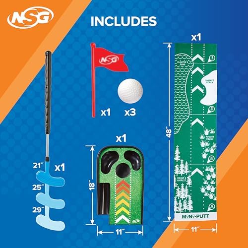 Kids playing with NSG electronic mini golf putting track