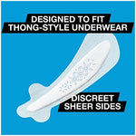 Two pack bundle of Kotex thong liners for discreet period protection.