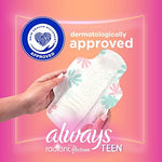 Always Radiant unscented period pads for girls with floral wrapper patterns