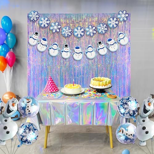 Two pieces of GREATRIL holographic party backdrop installed on a doorway for a mermaid theme