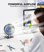 JZCreater mini portable desktop cooling fan highlighting the single button control layout on the back