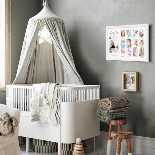 GMFrames baby milestone collage frame packed securely inside protective foam and cardboard shipping box packaging.