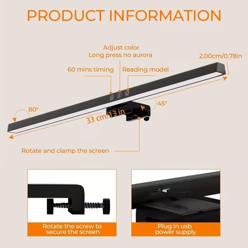 HDView space saving desk light bar mounted on a curved monitor screen.
