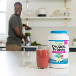 Orgain gluten free organic protein powder seal and dietary certifications view