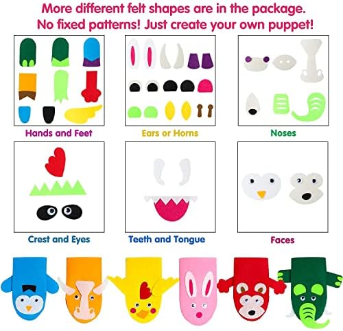 Assorted pompoms and googly eyes included in Watinc puppet set