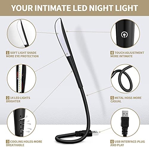 Zonon eye care notebook light plugged into a laptop USB port illuminating the keyboard in a dark room setting.