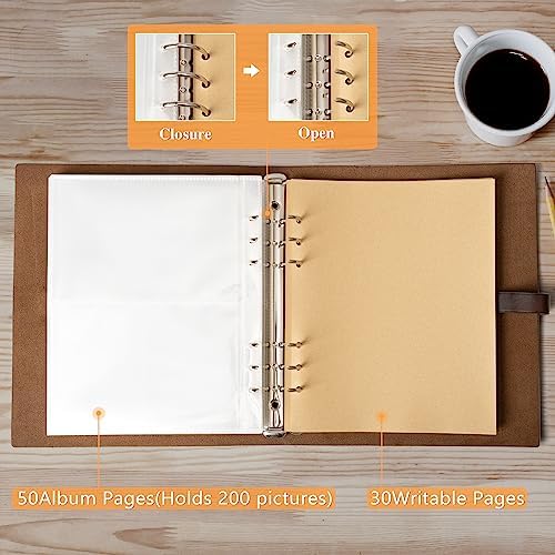 Sucarlon refillable 6-ring leather album with writing paper sheets