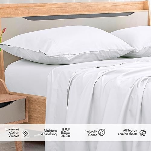 Premium long staple combed cotton fabric texture of Royale Linens percale sheet.