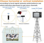 HIDB high definition antenna adjustable dipole rods fully extended to maximize signal reception range.