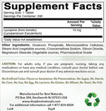 Best Naturals Lycopene 10 mg supplement label showing ingredients and USA manufacturing details
