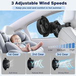 Hayousui portable auto cooling fan showing rear separate control power buttons and speed adjustment interface.