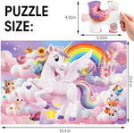 Completed IFLOVE giant unicorn castle floor puzzle measuring thirty five by twenty four inches